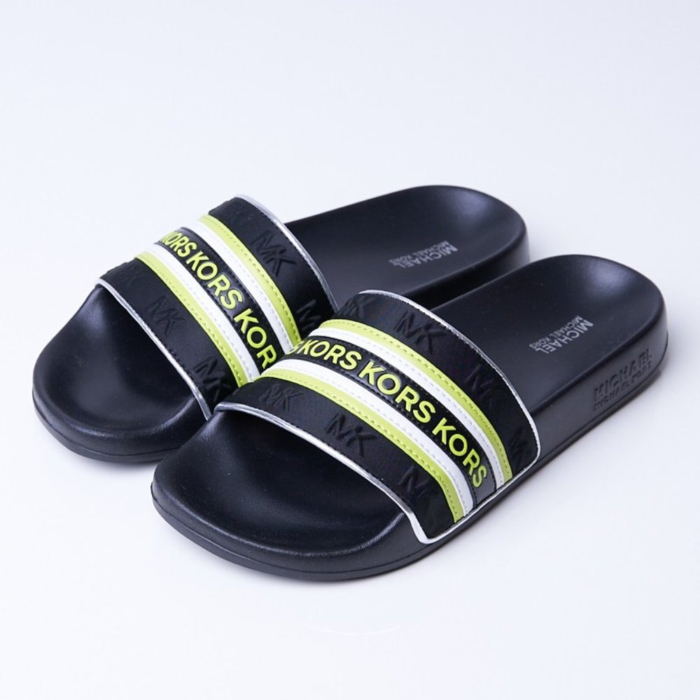 Michael Kors Gilmore Slide Sandals - Black Multi - Size 10